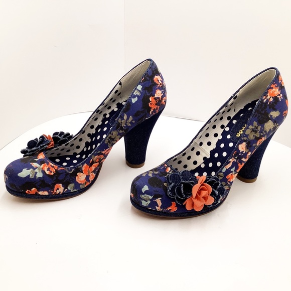 Ruby Shoo Shoes - {Ruby Shoo} EVA Denim & Pink Floral Print Pumps